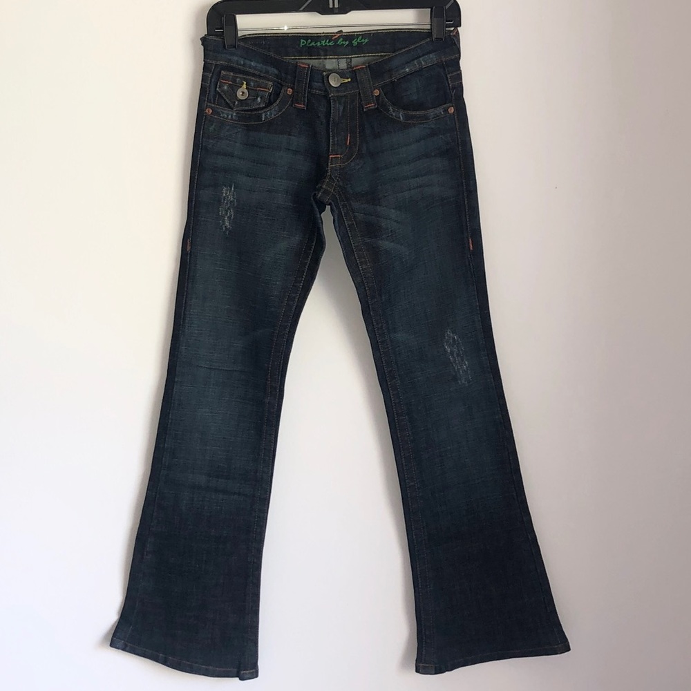 Plastic by gly slim flare jeans